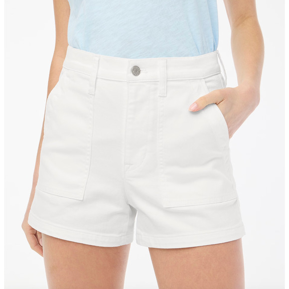 J.Crew White Utility Denim Short High Waist Pockets Classic Womens US 33 NWT - Picture 3 of 11